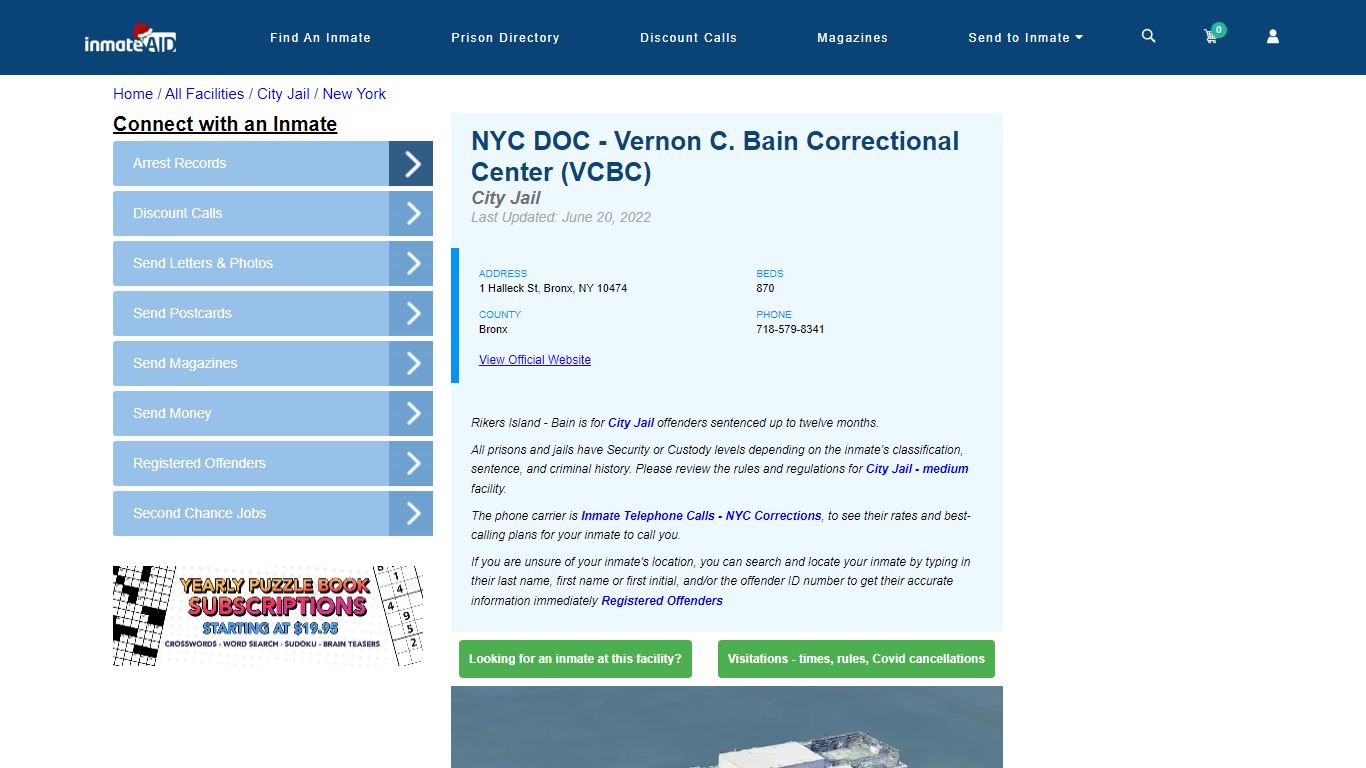 NYC DOC - Vernon C. Bain Correctional Center (VCBC)